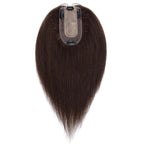 SEGO Hair Toppers for Women Human Hair With Thinning Hair, 7 * 13CM Silk Base 100% Real Human Hair Clip in Top Wiglet Hairpieces -10 Inch No Bangs Dark Brown