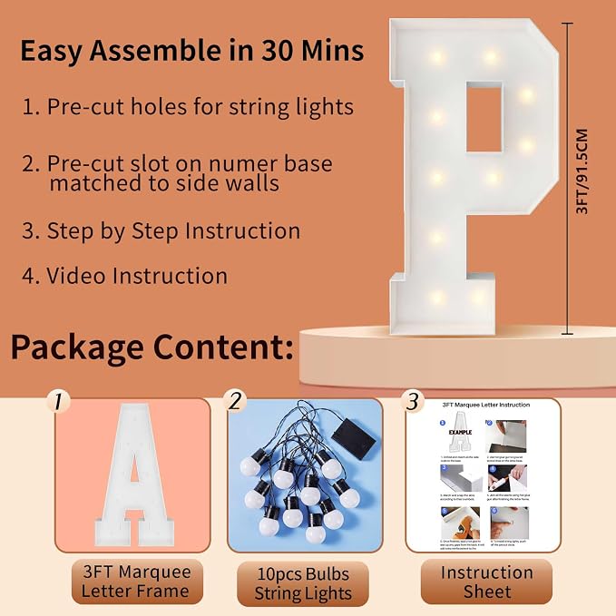 3FT Marquee Light Up Letters, Large Marquee Letters, Big Letters - Image 5
