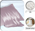 Silk Pillow Cases 2 Pack Soft Breathable and Sliky Standard Size Pillow Cases Set of 2,Natural Mulberry Satin Silk Pillowcase with Hidden Zipper for Hair and Skin (Lavender,20"X 26",2pcs)