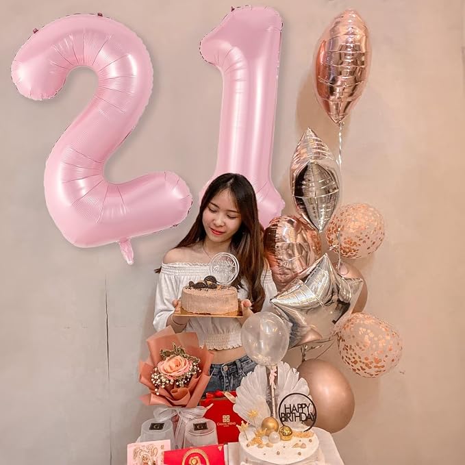 Light Pink 1 Balloon, 40 Inch Large Pastel Pink Foil Helium Number Balloons 0-9 - Image 6