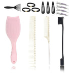 Hair Brush Set, Professional Styling Tools with Combs and Accessories, Pink, Gift Box Included (Pink Brush+Black Brush)