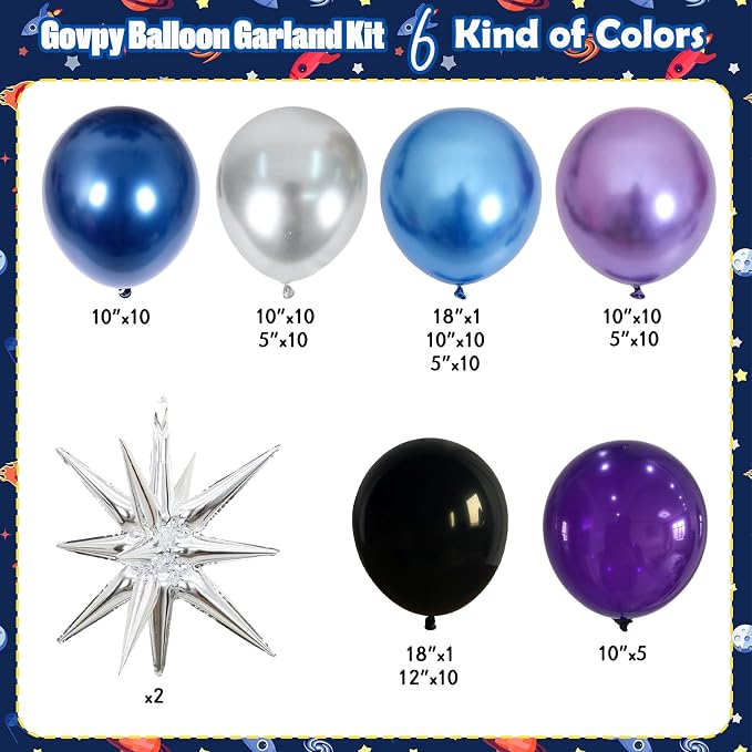 Outer Space Balloon Garland Arch Kit, Galaxy Theme Birthday Party Decorations - Image 2