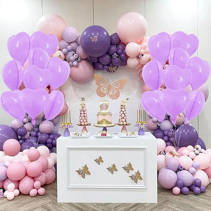 TONIFUL 30 Pcs Pale Lavender Heart Balloons 18Inch Heart Shape Foil Balloon | - Image 6