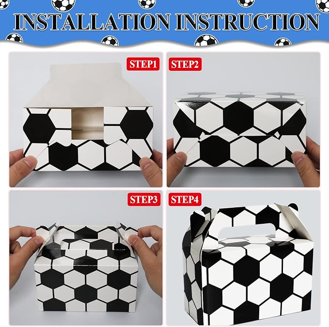 Tevxj 12 Pack Soccer Party Favor Boxes Soccer Treat Candy Snack Bags Party - Image 4