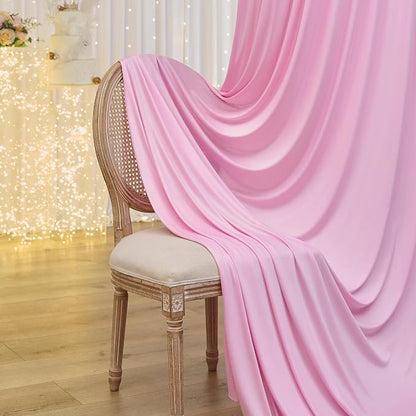 10×14 ft Pink Wrinkle Free Backdrop Curtain, Soft Silky Polyester Wedding - Image 6
