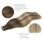 WENNALIFE Tape in Hair Extensions Human Hair, 20pcs 16 inch 50g Ombre Walnut Brown to Ash Brown and Bleach Blonde Remy Tape Hair Extensions Real Human Hair Tape Extensions Coloured Hair Extensions
