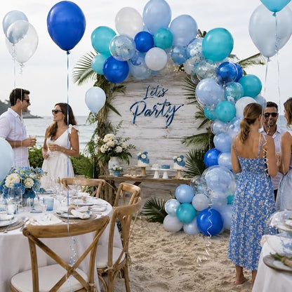 Under The Sea Balloons, 12 Inch Ocean Blue Balloons Metallic Blue Teal and - Image 3