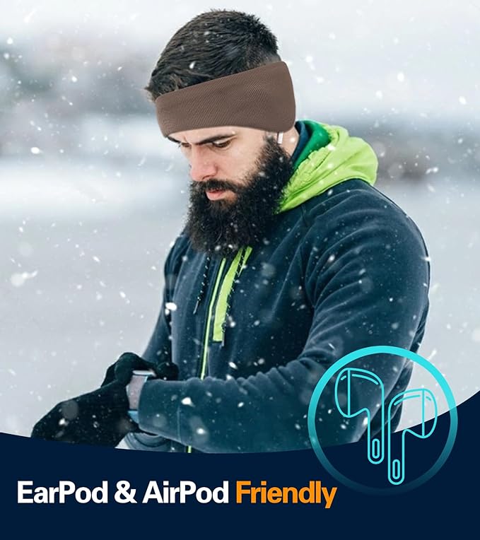 Winter Ear Warmer Headband for Men Women Double-Layer Knit Ear Muffs Cover with Fuzzy Lining for Running and Cycling (Black, Blue, One Size)