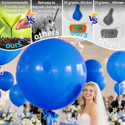 Dark Blue Balloons 9pcs 36 Inch Extra Large Big Jumbo Giant Matte Navy Blue - Image 3