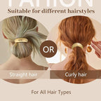 3PCS Gold Hair Ties, Metal Hair Ties for Thick Hair, Elegant Durable Geometric Design, Gold Hair Accessories Stretchy and Non-Damage Ponytail Cuff Holders, 3 Styles in Box Holiday Gifts