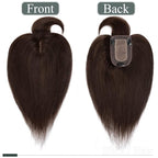SEGO Human Hair Toppers for Women with Thinning Hair, Toppers Hair Pieces Clip in Toppers Straight Hair Pieces with Front Bangs 150% Density Silk Base -14 Inch #2 Dark Brown