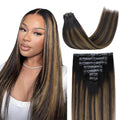 Lashey Seamless Clip in Hair Extensions Human Hair Light Yaki Natural Black Mixed Chestnut Brown 20 Inch 7pcs 110g Real Human Hair Clip ins for Black Women