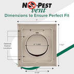 NO-PEST VENT, Exclusive Dual Door Dryer Vent Cover Outdoor 4 inch or Bathroom fan, Made in USA w Highest UV Resistant Plastic in any Outdoor Vent Cover (Tan, 4 inch With 12" Duct Tube)