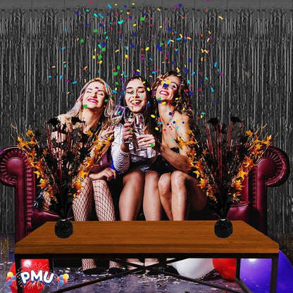 PMU Bursting Star Metallic Foil Spray Centerpiece- Metallic Black & Orange - Image 4
