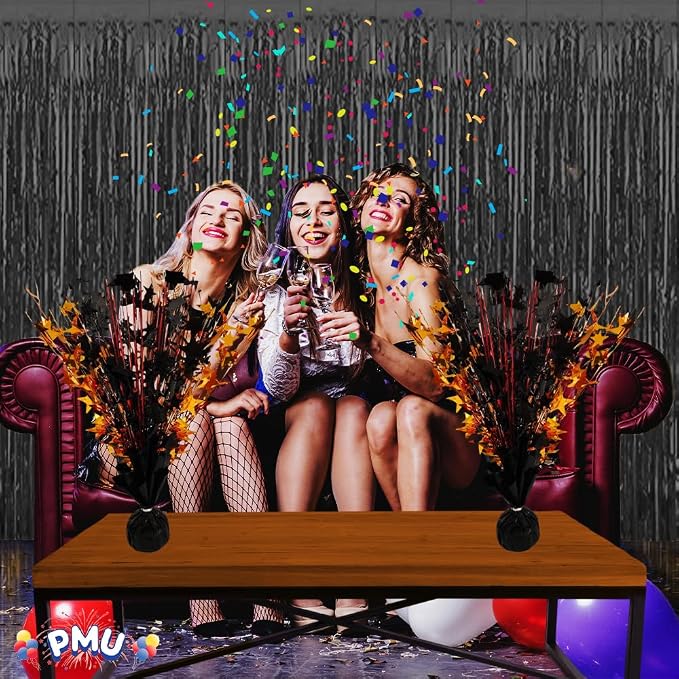 PMU 3 pack Bursting Star Metallic Foil Spray Centerpiece- Metallic Black & - Image 4