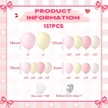 Pink and Yellow Balloon Arch Garland Kit 157pcs, Pastel Pink Light Pink Yellow - Image 2
