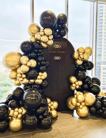 Black and Gold Balloon Arch Kit, Birthday Party Decor | 18/12/10/5 In Black - Image 2