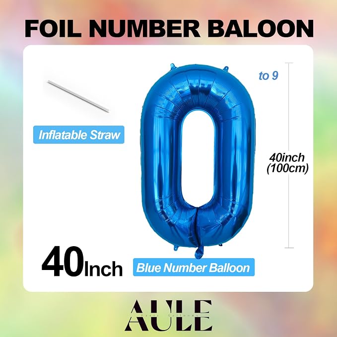 AULE 40 Inch 8 Blue Balloon Number Foil 0-9 Birthday Big Numbers | Birthday - Image 5