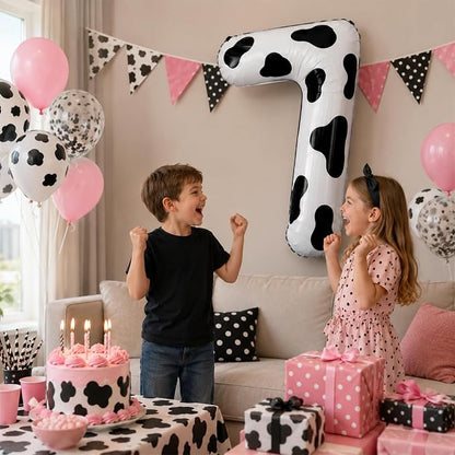 40 Inch Cow Print Numbers 9 Balloons, Large Self Inflating Farm Digital 9 - Image 5