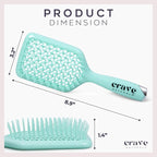 Crave Naturals Detangling Hair Brush - Lightweight Vented Cushion Curly hair brush with Gentle Bristles for Wet and Dry Hair - detangling brush for All Hair Types - Turquoise