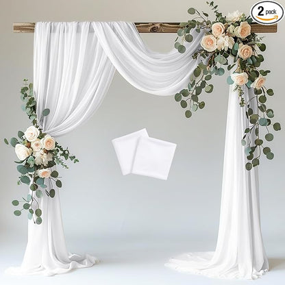 White Wedding Arch Draping Fabric Backdrop Drapes Sheer 2 Panels | 28.7"x20FT by Wokceer
