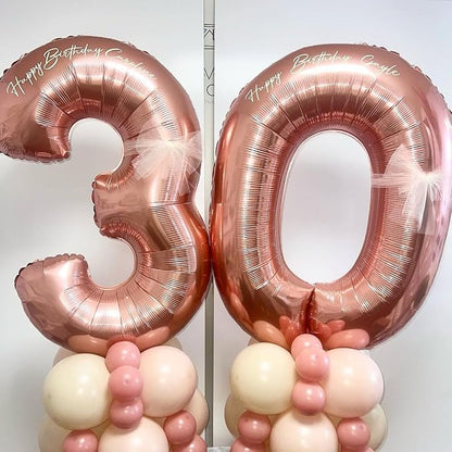 Rose Gold 30 Number Balloons, 40 Inch Big Giant Jumbo 30 Balloon Numbers Rose - Image 6