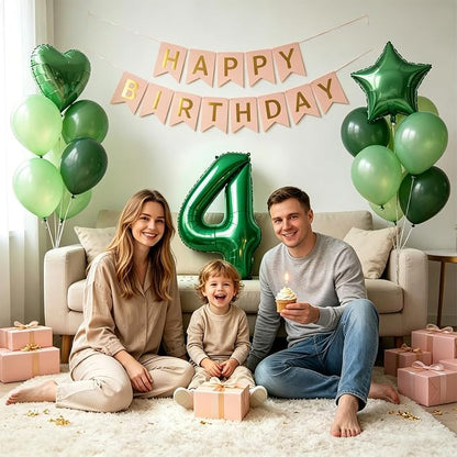 TONIFUL 4th Birthday Balloons Kit 40 Inch Dark Green Large Number 4 Balloon | - Image 4