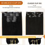 Full Shine Black Clip in Hair Extensions 18 Inch Seamless Clip ins Extensions Real Human Hair Black Human Hair Extensions for Women with PU Weft Softness 8 PCS 120 G