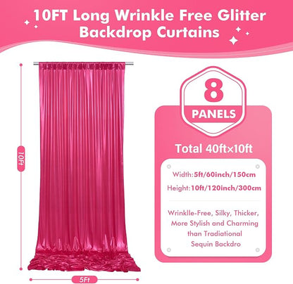 40x10ft Shimmer Hot Pink Sequin Backdrop Curtain - Image 7