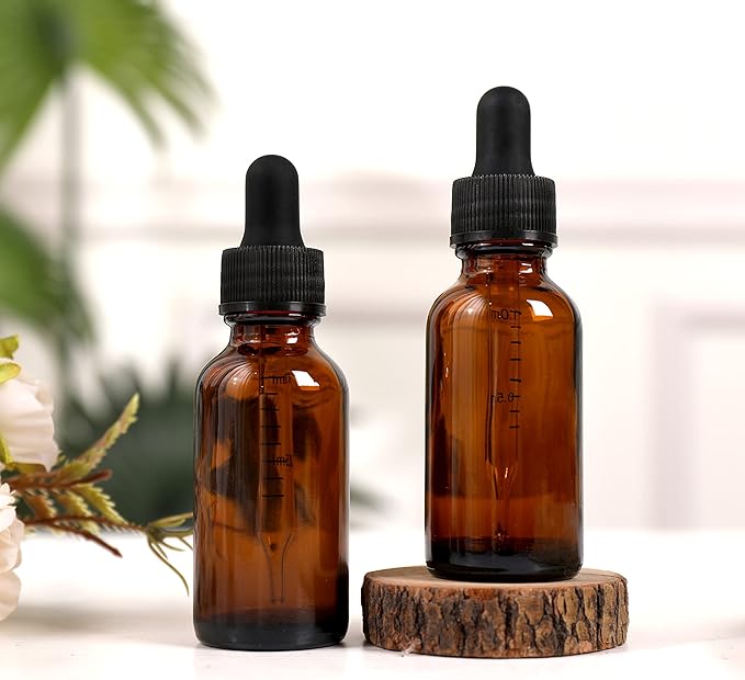24 Pack,1oz Glass Dropper Bottle, Amber Tincture Bottles with Dropper,Pretty Finish for All Kinds of Liquids,Oil Bottles for Hair- Stronger Suction ideal for Leakproof Travel