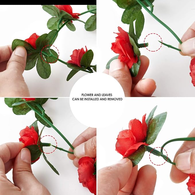 Artificial Flower Garland 8pcs 8.2ft Floral Rose Vine Decor, Hanging Faux Roses - Image 9
