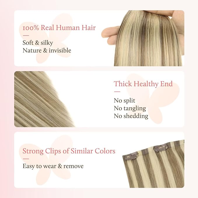 DOORES Clip in Hair Extensions Set 18 Inch 130g, 4pcs Invisi Edge Clip ins and 3pcs Classic Seamless Clip ins, Injected Virgin Real Human Hair Extensions Natural Invisible Straight, #1