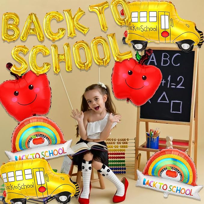 18 PCS Welcome Back To School Balloons, Back To School Banner And School Bus - Image 4