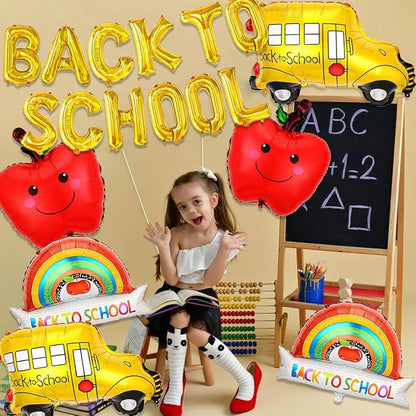 18 PCS Welcome Back To School Balloons, Back To School Banner And School Bus - Image 4