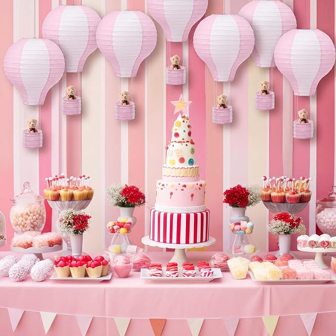 Gemscream 12 Sets Baby Shower Decor Bear Hot Air Balloon Table Centerpieces DIY - Image 3