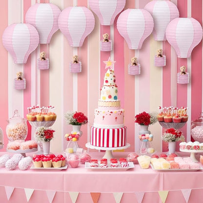 Gemscream 12 Sets Baby Shower Decor Bear Hot Air Balloon Table Centerpieces DIY - Image 3