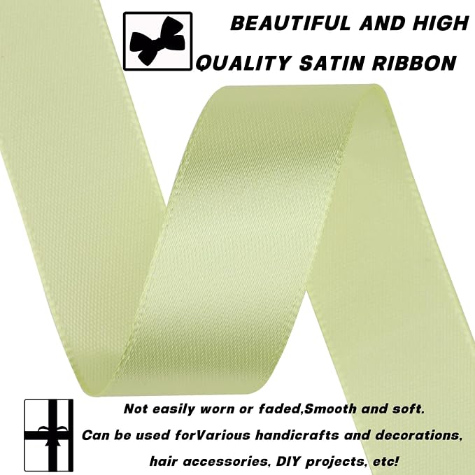 7/8 Inch 60 Yards Rice Yellow Satin Craft Ribbon-Single Face Polyester Ribbon - Image 3