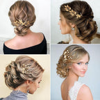 6 Pieces Bridal Wedding Hair Pins Gold Leaf Crystal Pearl Hair Pins Clips Headpiece Vintage Wedding Hair Accessories Jewelry with Rhinestone for Brides Bridesmaids Flower Girls (Lovely)