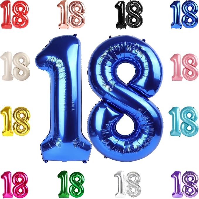Navy Blue Number 18 Balloon 40 Inch by IWERP