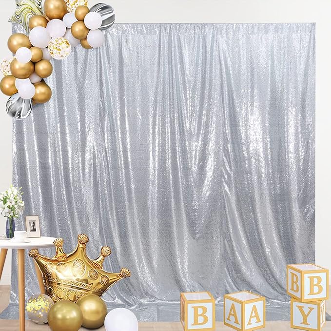 SquarePie 4x8ft Silver Sequin Backdrop, High Density Non-Transparent Glitter - Image 7