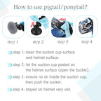 SEGO 1PCS/2PCS Helmet Pigtail Braids with Detachable Suction Cup Bowknot Ponytail Hair Many Colors (Helmet not Included)