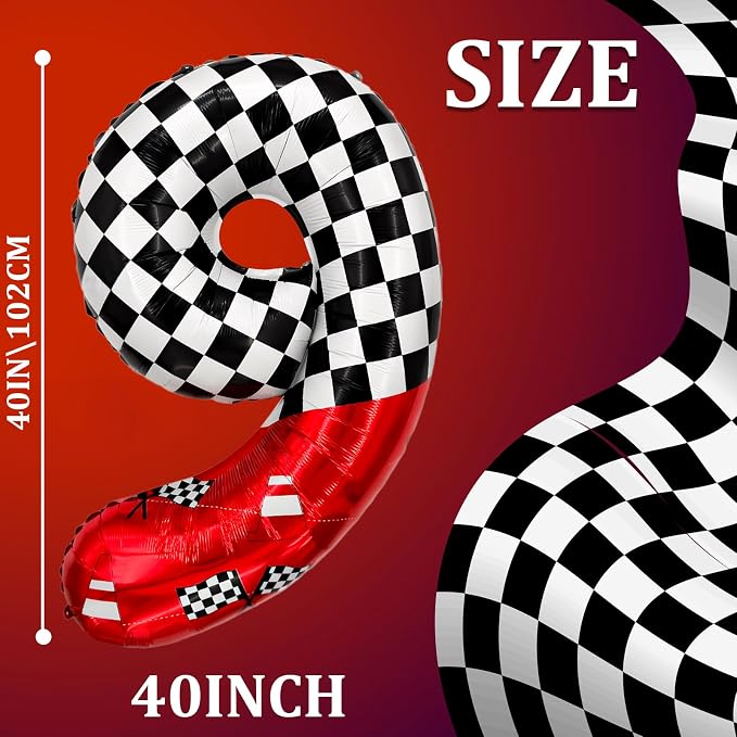 1 pack racing theme 40-inch digital foil balloon, featuring black and white - Image 2