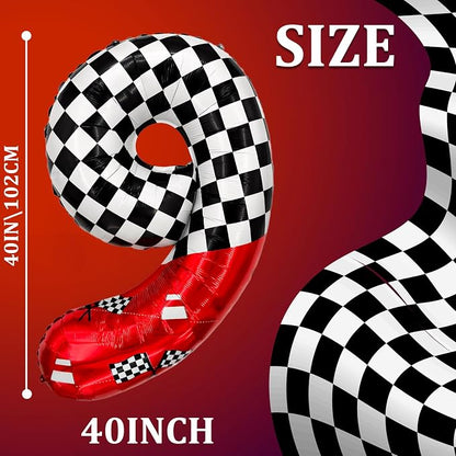 1 pack racing theme 40-inch digital foil balloon, featuring black and white - Image 2