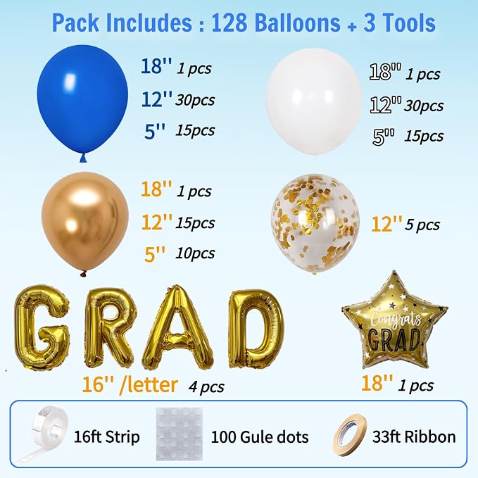 Graduation Balloon Arch Kit, 1 Foil Star, 5 Confetti Balloons, Grad Prom College - Image 3