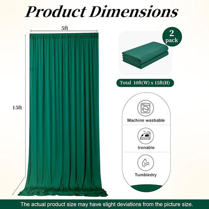 10ft x 15ft Hunter Green Backdrop Curtains - Image 7