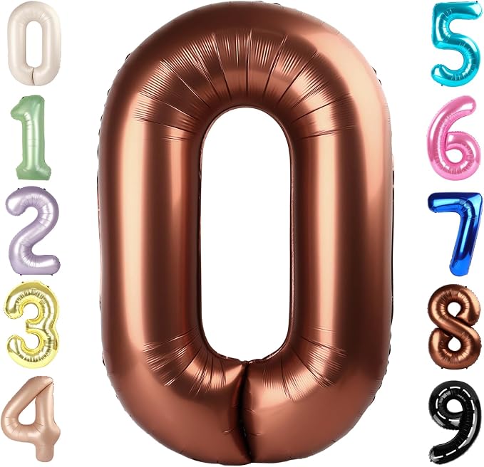 Number Balloons 40 Inch Coffee 0 Balloon by Mluchee