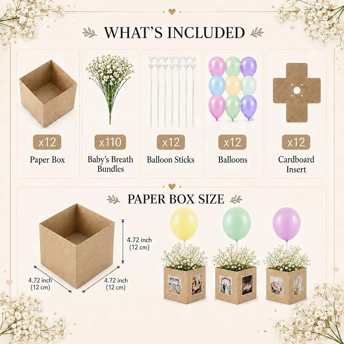Cinrobiye 12 Pcs Wedding Table Centerpiece Boxes - Image 2