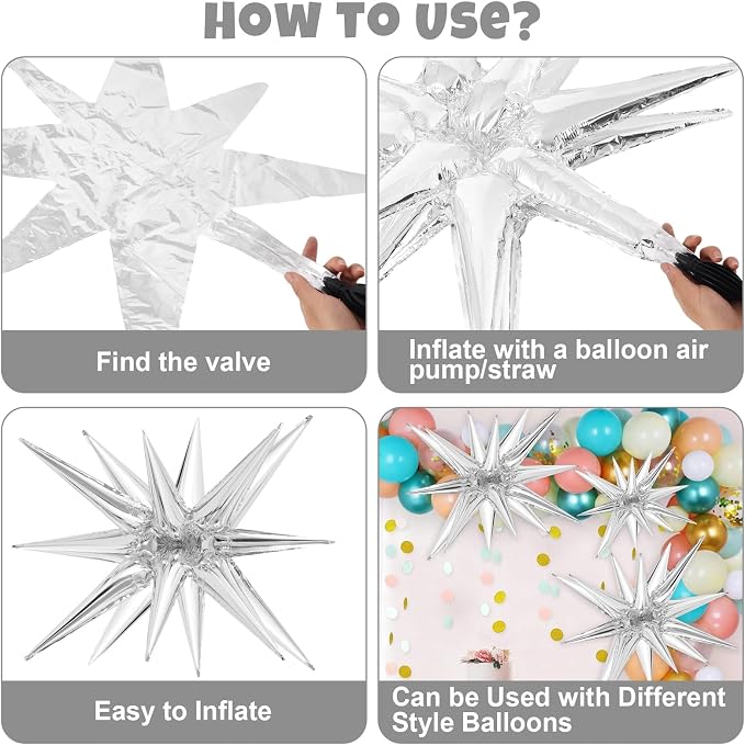 10 Pcs Star Balloons Explosion Balloons Foil Cone Balloon Magic - Image 7