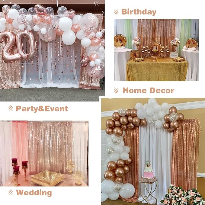 Eternal Beauty Rose Gold 3mm Sequin Backdrop 2x8 Ft 2 Pack Wedding | Dense - Image 7