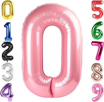 40 Inch Pastel Pink Number 0 Balloon, 0th Birthday Party Decorations | 40 Inch by Hadoife